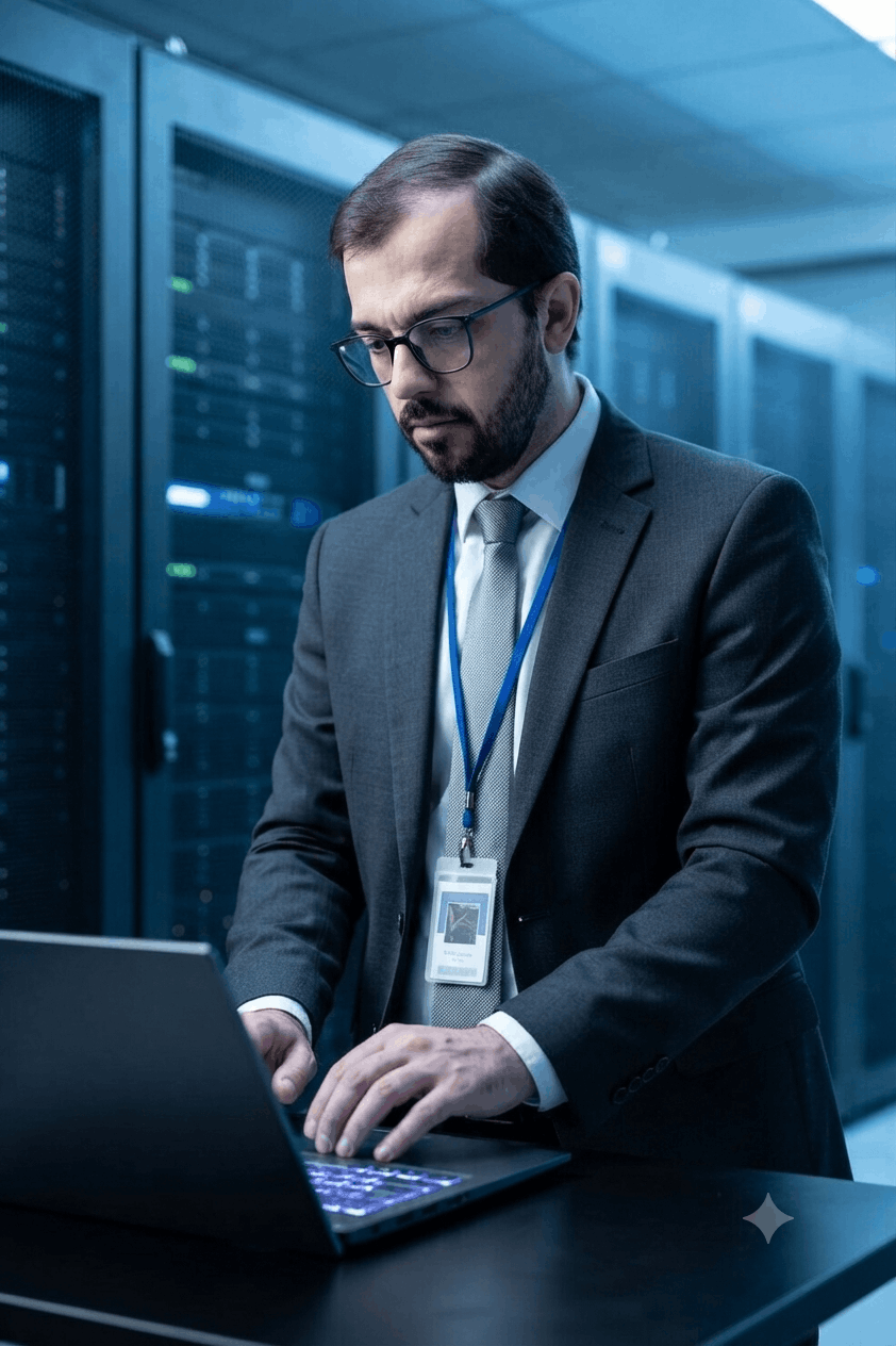Experienced technician repairing hardware at workplace
